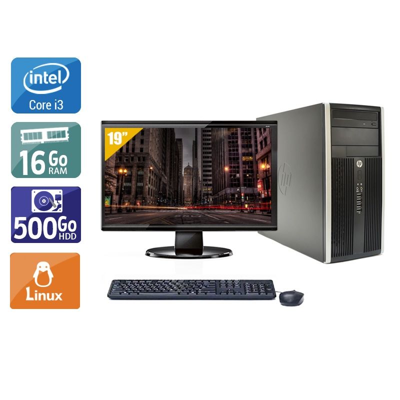 HP Compaq Pro 6200 Tower i3 avec Écran 19 pouces 16Go RAM 500Go HDD Linux