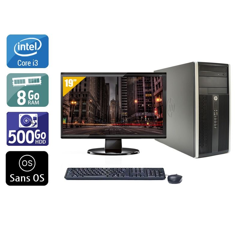 HP Compaq Pro 6200 Tower i3 avec Écran 19 pouces 8Go RAM 500Go HDD Sans OS