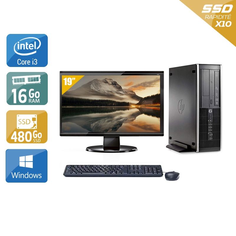 HP Compaq Pro 6200 SFF i3 avec Écran 19 pouces 16Go RAM 480Go SSD Windows 10