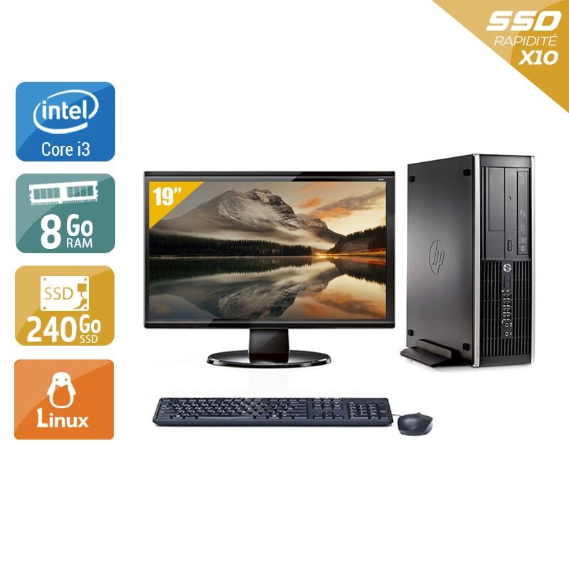 HP Compaq Pro 6200 SFF i3 avec Écran 19 pouces 8Go RAM 240Go SSD Linux