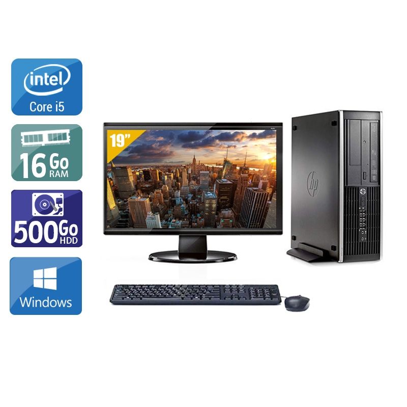 HP Compaq Pro 6200 SFF i5 avec Écran 19 pouces 16Go RAM 500Go HDD Windows 10