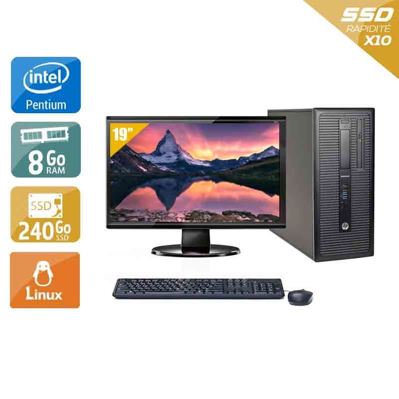 HP Compaq 280 G1 Tower Pentium G Dual Core avec Écran 19 pouces 8Go RAM 240Go SSD Linux