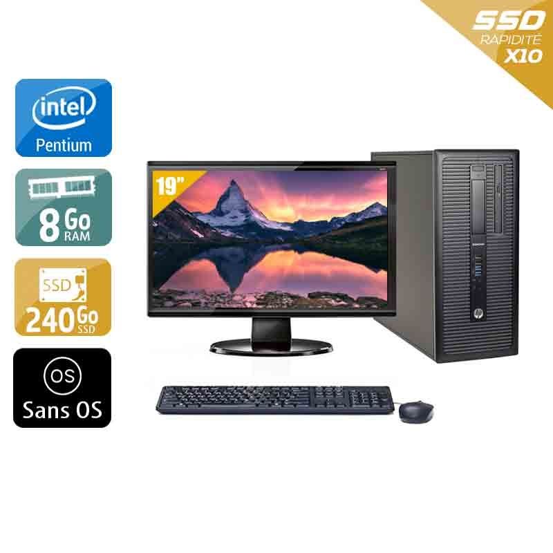 HP Compaq 280 G1 Tower Pentium G Dual Core avec Écran 19 pouces 8Go RAM 240Go SSD Sans OS