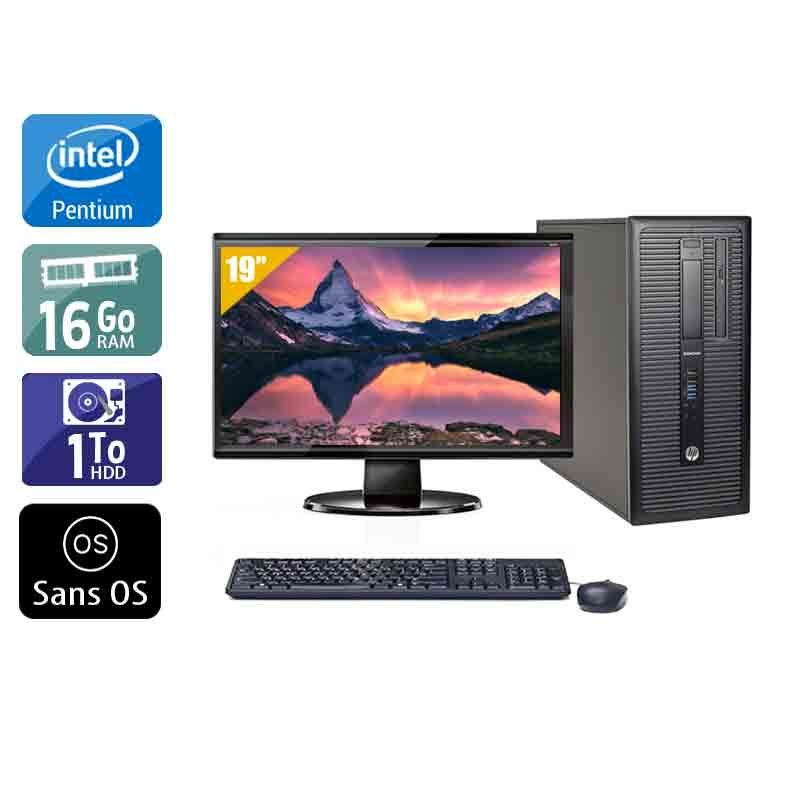 HP Compaq 280 G1 Tower Pentium G Dual Core avec Écran 19 pouces 16Go RAM 1To HDD Sans OS