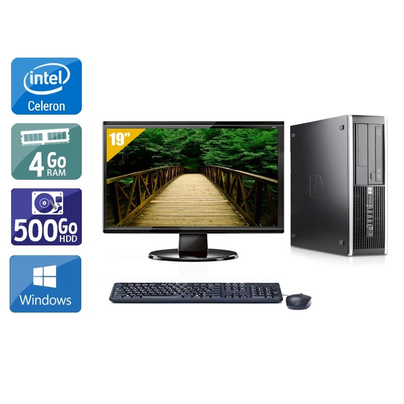 HP Compaq Pro 6000 SFF Celeron Dual Core avec Écran 19 pouces 4Go RAM 500Go HDD Windows 10