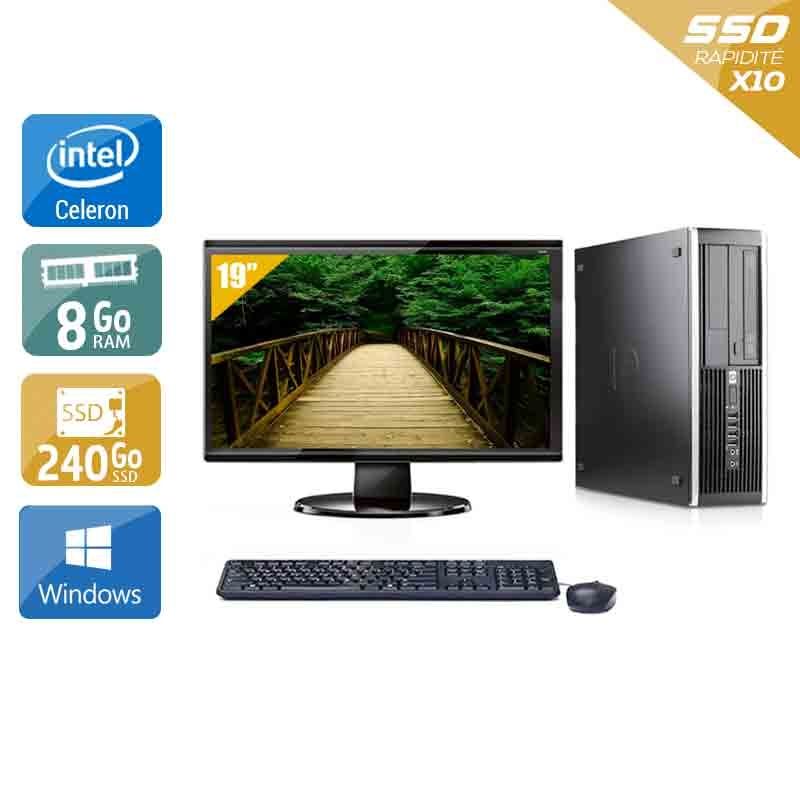 HP Compaq Pro 6000 SFF Celeron Dual Core avec Écran 19 pouces 8Go RAM 240Go SSD Windows 10