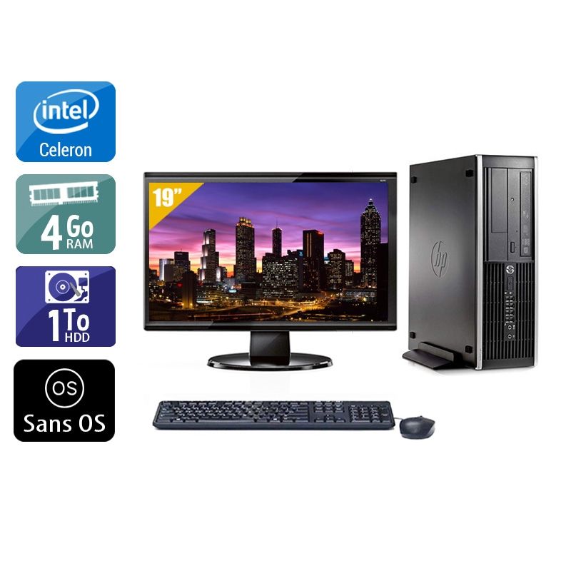 HP Compaq Pro 6300 SFF Celeron Dual Core avec Écran 19 pouces 4Go RAM 1To HDD Sans OS
