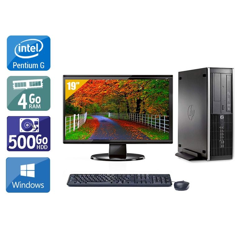HP Compaq Pro 6300 SFF Pentium G Dual Core avec Écran 19 pouces 4Go RAM 500Go HDD Windows 10