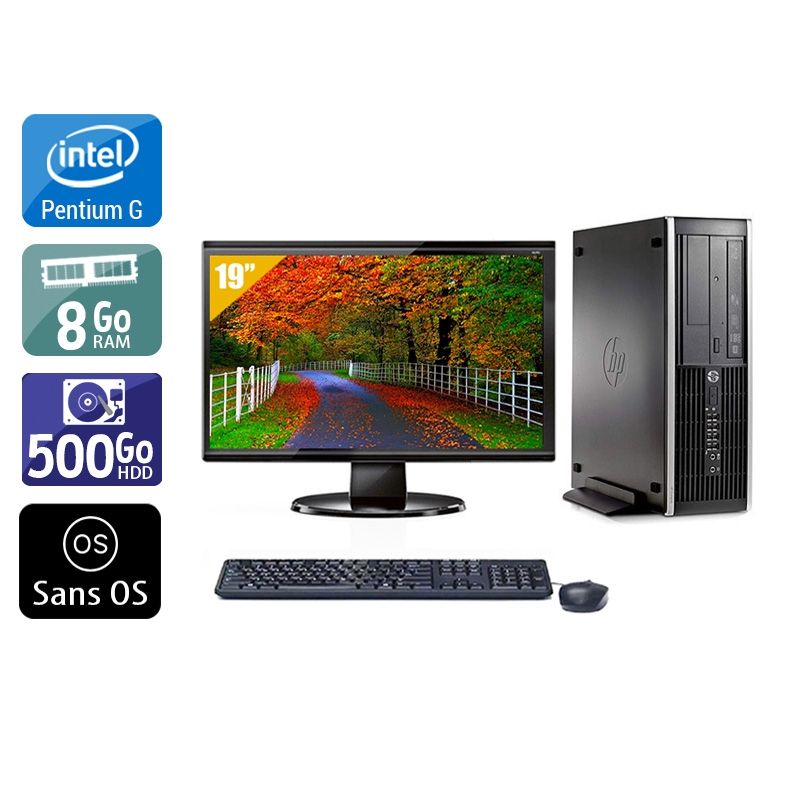 HP Compaq Pro 6300 SFF Pentium G Dual Core avec Écran 19 pouces 8Go RAM 250Go HDD Sans OS