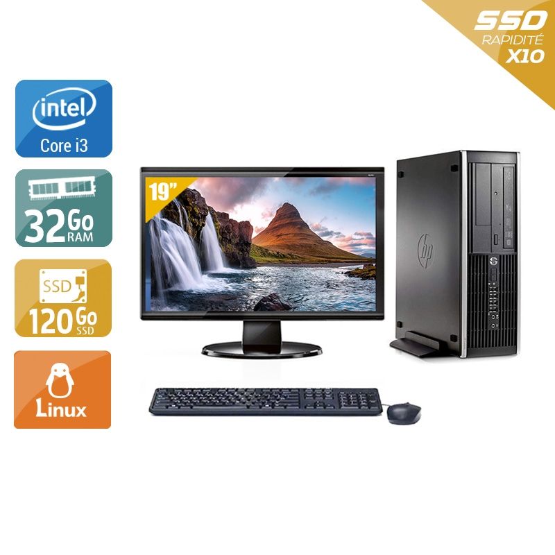 HP Compaq Pro 6300 SFF i3 avec Écran 19 pouces 32Go RAM 120Go SSD Linux