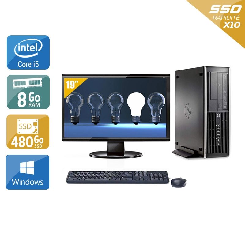 HP Compaq Pro 6300 SFF i5 avec Écran 19 pouces 8Go RAM 480Go SSD Windows 10