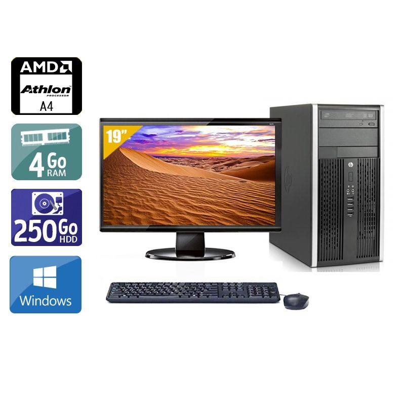HP Compaq Pro 6305 Tower AMD A4 avec Écran 19 pouces 4Go RAM 250Go HDD Windows 10