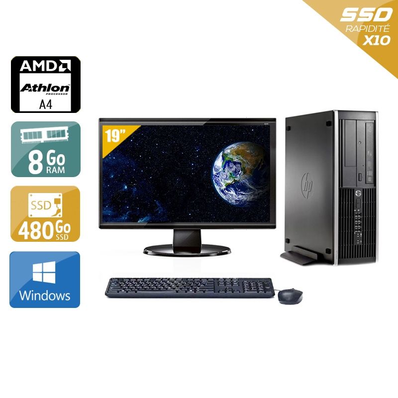 HP Compaq Pro 6305 SFF AMD A4 avec Écran 19 pouces 8Go RAM 480Go SSD Windows 10