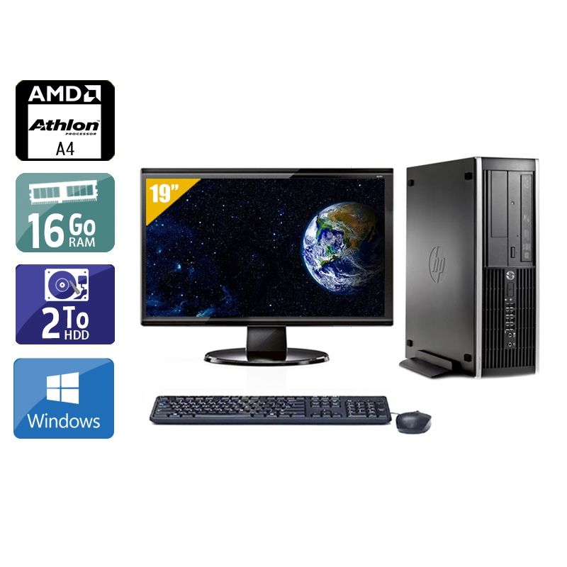 HP Compaq Pro 6305 SFF AMD A4 avec Écran 19 pouces 16Go RAM 2To HDD Windows 10