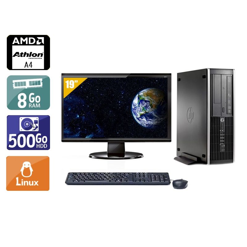 HP Compaq Pro 6305 SFF AMD A4 avec Écran 19 pouces 8Go RAM 500Go HDD Linux