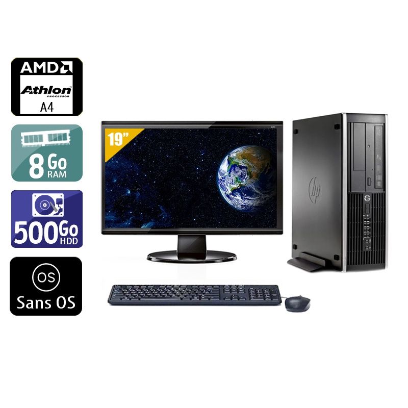 HP Compaq Pro 6305 SFF AMD A4 avec Écran 19 pouces 8Go RAM 500Go HDD Sans OS