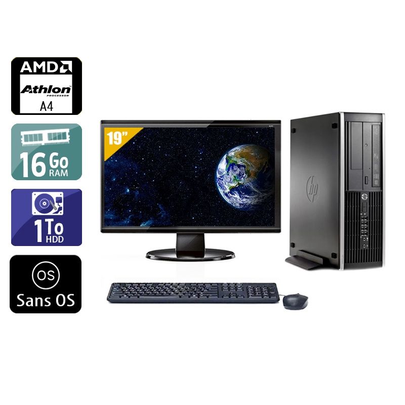 HP Compaq Pro 6305 SFF AMD A4 avec Écran 19 pouces 16Go RAM 1To HDD Sans OS