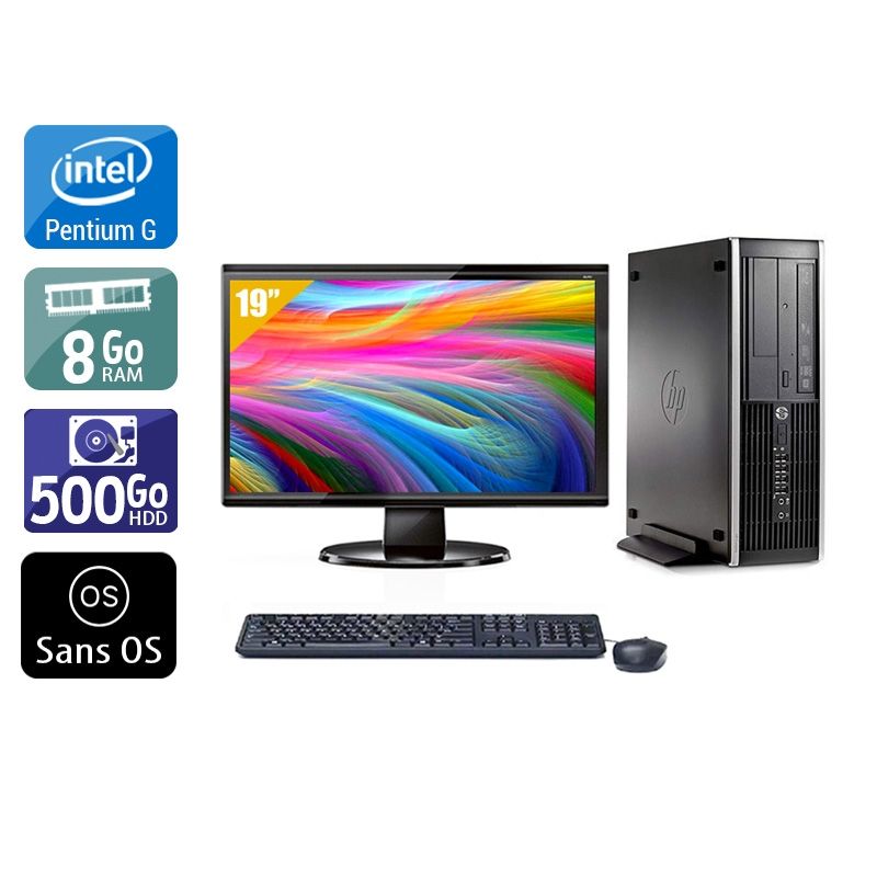 HP Compaq Pro 6200 SFF Pentium G Dual Core avec Écran 19 pouces 8Go RAM 500Go HDD Sans OS