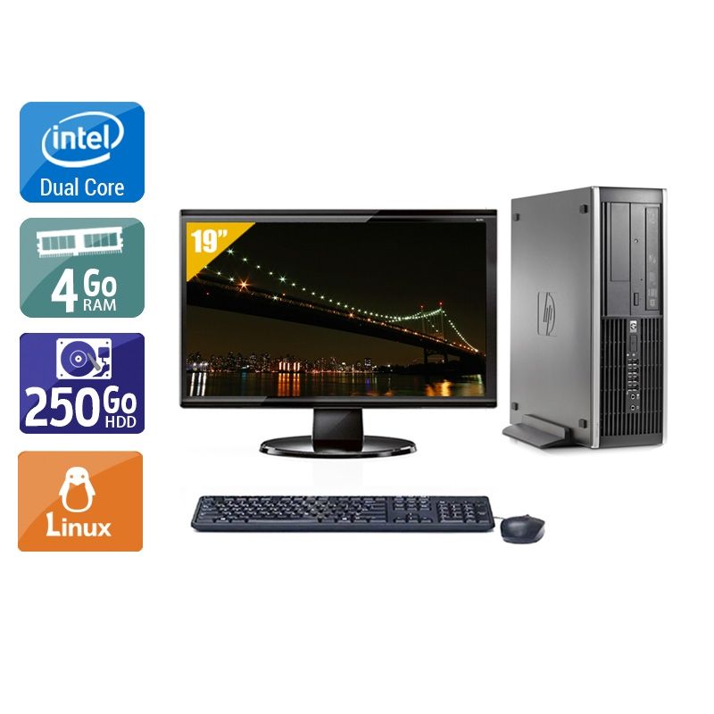HP Compaq Elite 8000 SFF Dual Core avec Écran 19 pouces 4Go RAM 250Go HDD Linux