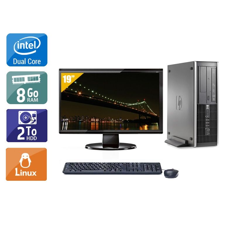 HP Compaq Elite 8000 SFF Dual Core avec Écran 19 pouces 8Go RAM 2To HDD Linux