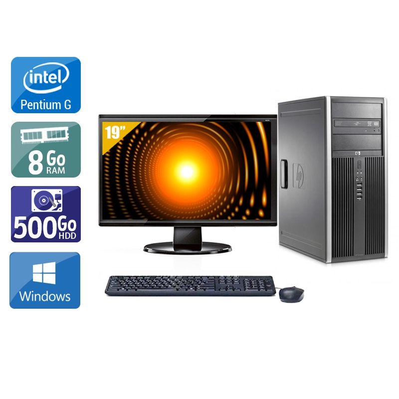 HP Compaq Elite 8100 Tower Pentium G Dual Core avec Écran 19 pouces 8Go RAM 500Go HDD Windows 10