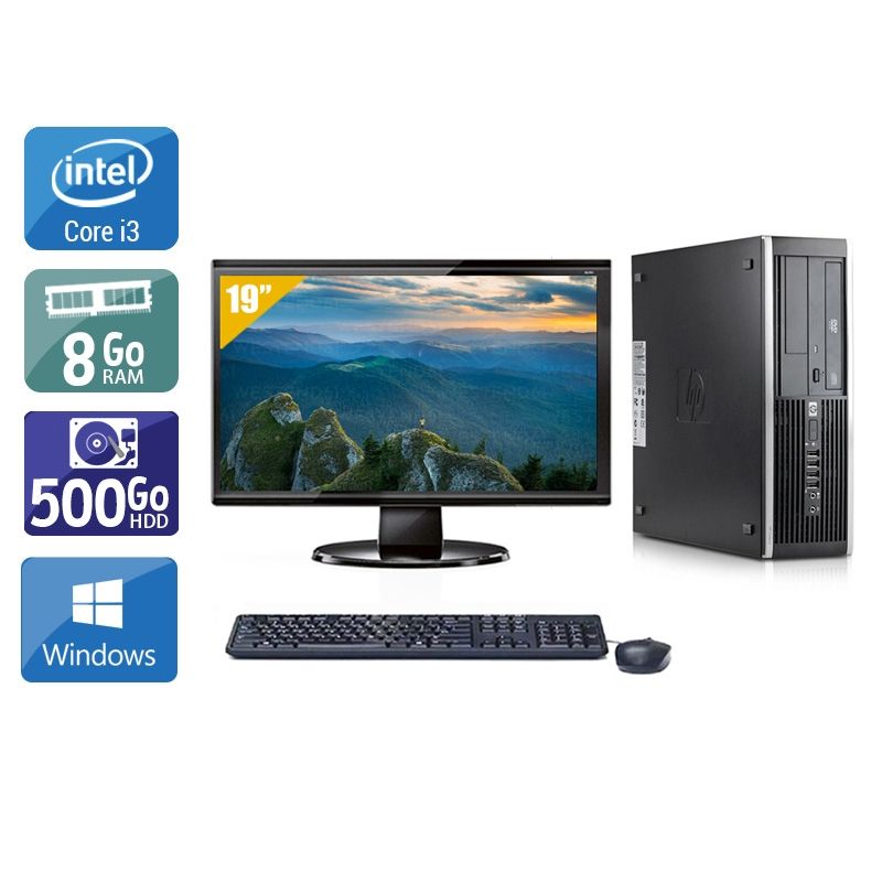 HP Compaq Elite 8100 SFF i3 avec Écran 19 pouces 8Go RAM 250Go HDD Windows 10