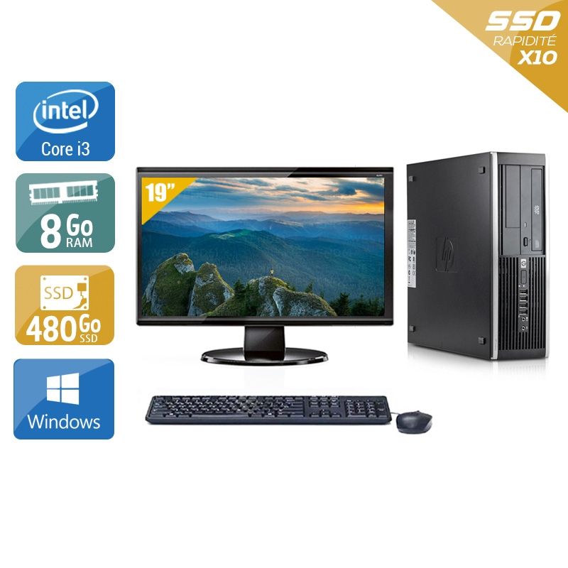 HP Compaq Elite 8100 SFF i3 avec Écran 19 pouces 8Go RAM 480Go SSD Windows 10
