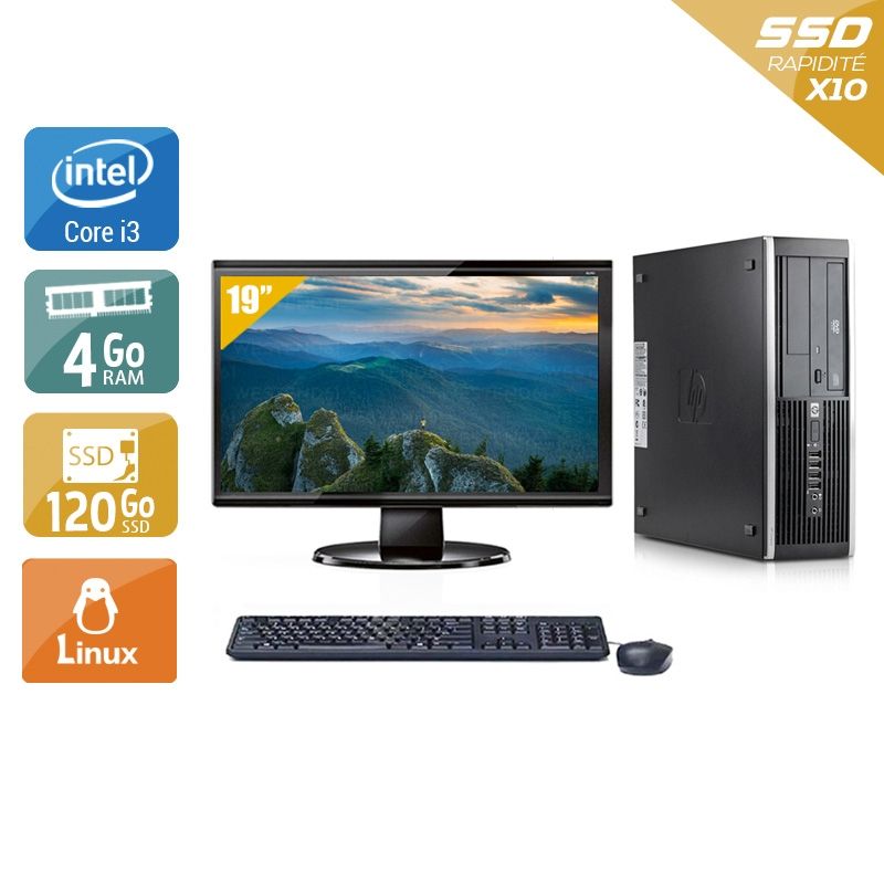 HP Compaq Elite 8100 SFF i3 avec Écran 19 pouces 4Go RAM 120Go SSD Linux