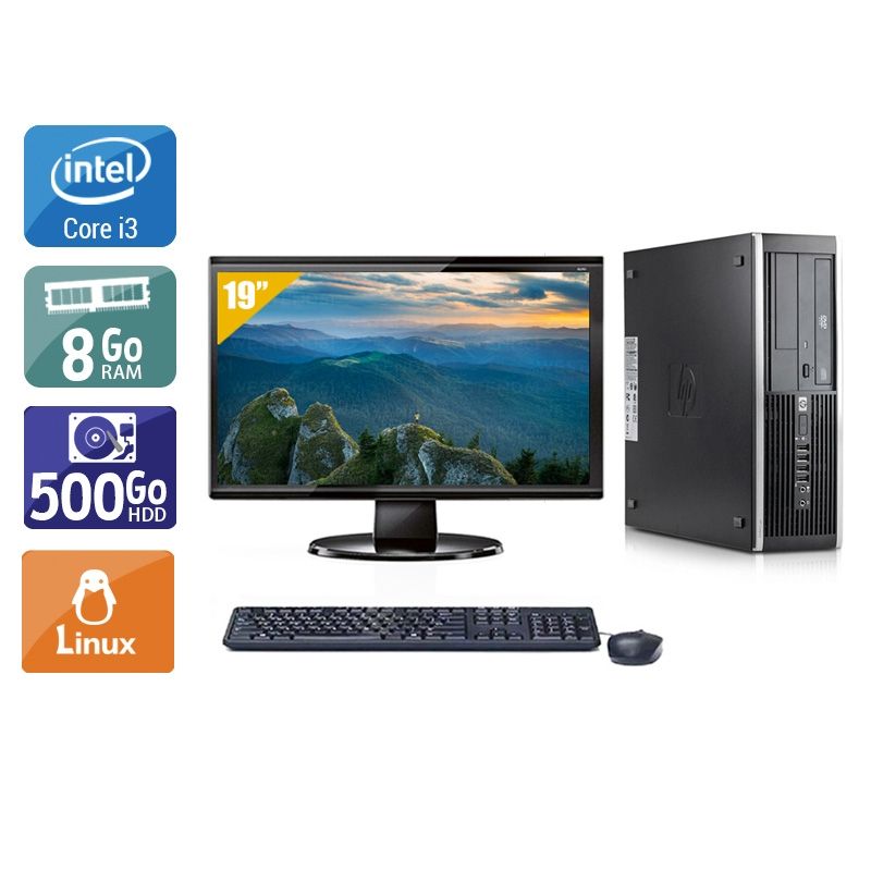 HP Compaq Elite 8100 SFF i3 avec Écran 19 pouces 8Go RAM 500Go HDD Linux
