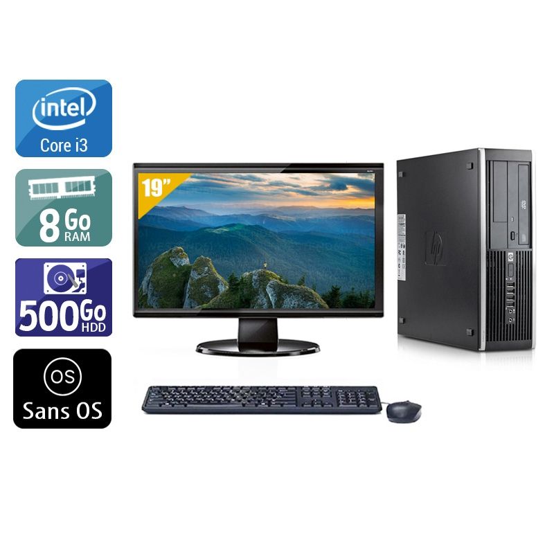 HP Compaq Elite 8100 SFF i3 avec Écran 19 pouces 8Go RAM 500Go HDD Sans OS