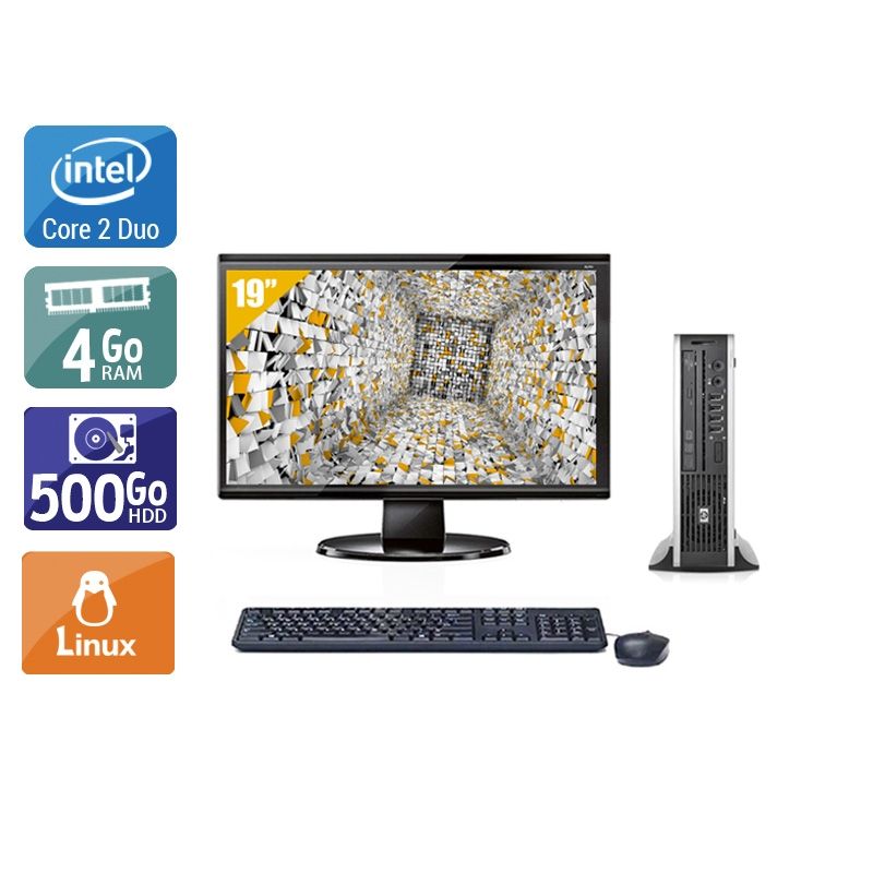 HP Compaq Elite 8000 USDT Core 2 Duo avec Écran 19 pouces 4Go RAM 500Go HDD Linux