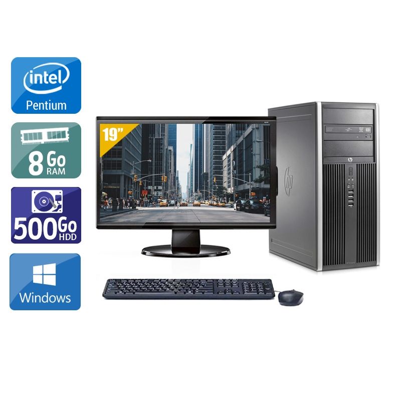 HP Compaq Elite 8200 Tower Pentium G Dual Core avec Écran 19 pouces 8Go RAM 250Go HDD Windows 10