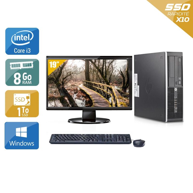 HP Compaq Elite 8200 SFF i3 avec Écran 19 pouces 8Go RAM 1To SSD Windows 10