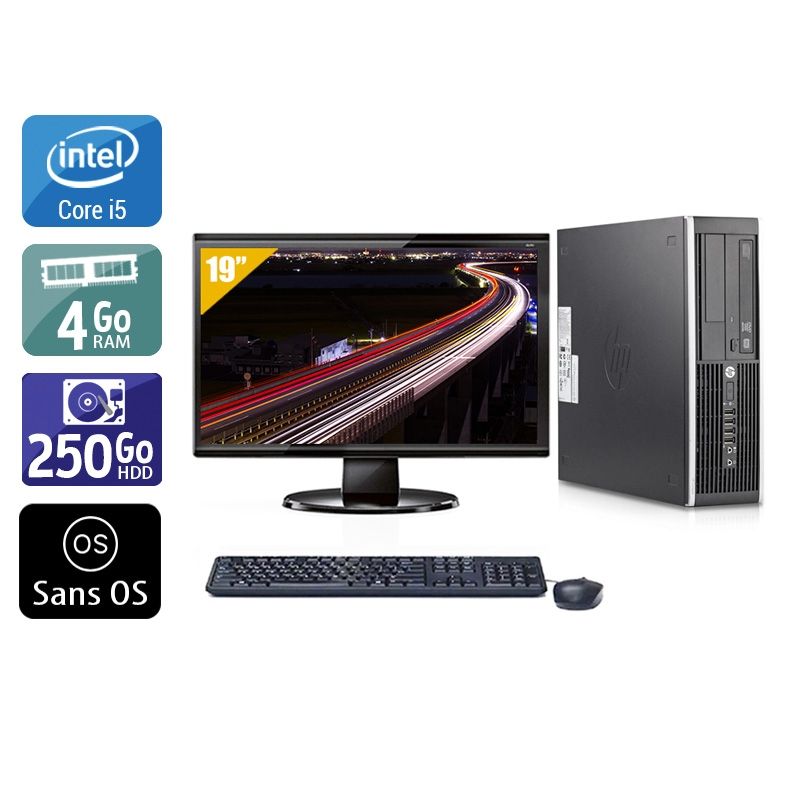 HP Compaq Elite 8200 SFF i5 avec Écran 19 pouces 4Go RAM 250Go HDD Sans OS