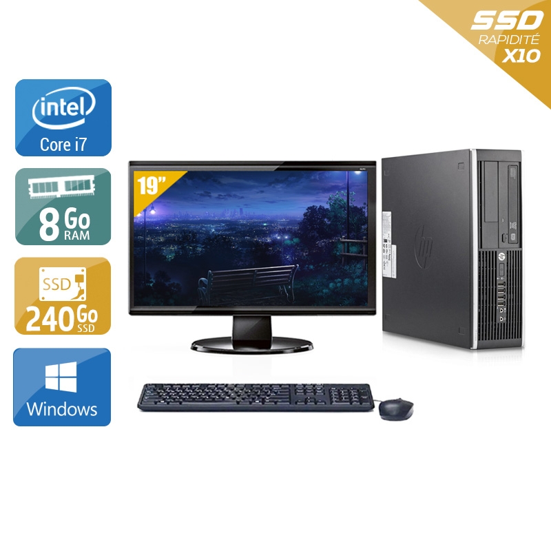HP Compaq Elite 8200 SFF i7 avec Écran 19 pouces 8Go RAM 240Go SSD Windows 10