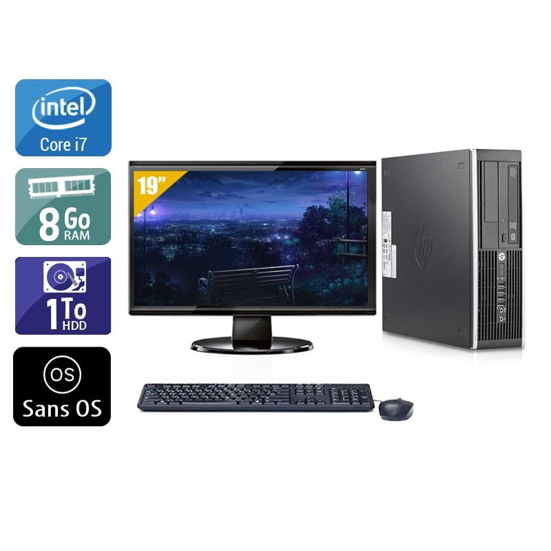 HP Compaq Elite 8200 SFF i7 avec Écran 19 pouces 8Go RAM 1To HDD Sans OS