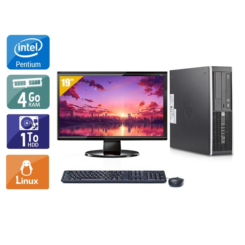 HP Compaq Elite 8200 SFF Pentium G Dual Core avec Écran 19 pouces 4Go RAM 1To HDD Linux