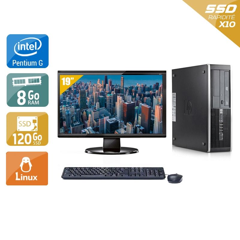 HP Compaq Elite 8100 SFF Pentium G Dual Core avec Écran 19 pouces 8Go RAM 120Go SSD Linux