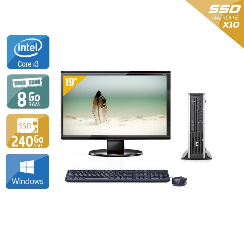 HP Compaq Elite 8200 USDT i3 avec Écran 19 pouces 8Go RAM 240Go SSD Windows 10