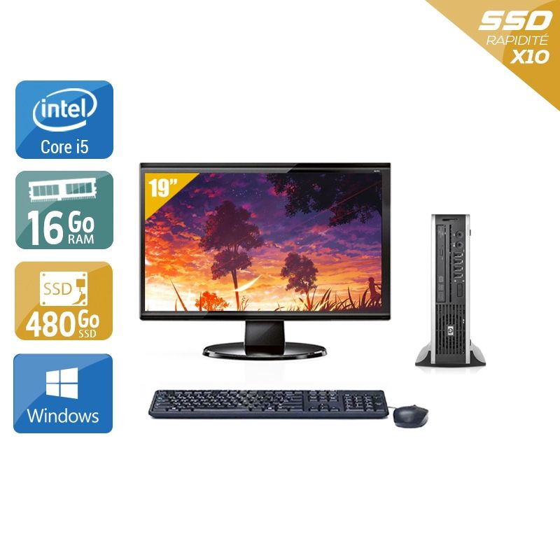 HP Compaq Elite 8200 USDT i5 avec Écran 19 pouces 16Go RAM 480Go SSD Windows 10