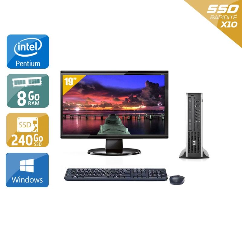 HP Compaq Elite 8200 USDT Pentium G Dual Core avec Écran 19 pouces 8Go RAM 240Go SSD Windows 10
