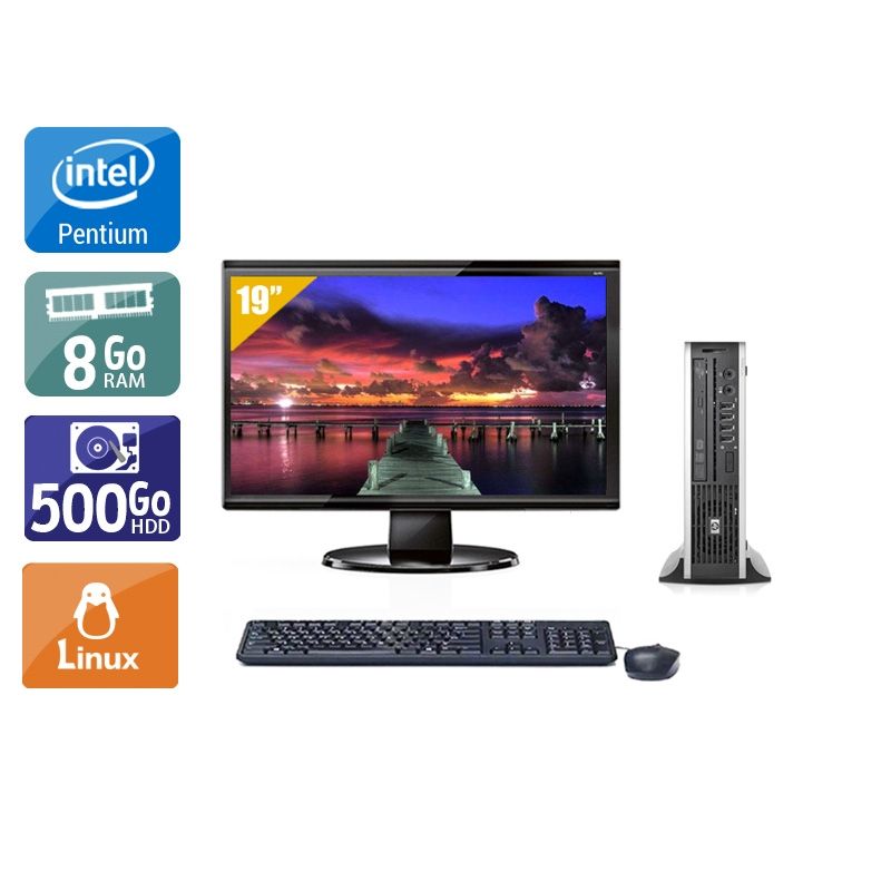 HP Compaq Elite 8200 USDT Pentium G Dual Core avec Écran 19 pouces 8Go RAM 500Go HDD Linux