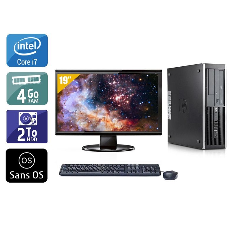 HP Compaq Elite 8300 SFF i7 avec Écran 19 pouces 4Go RAM 2To HDD Sans OS