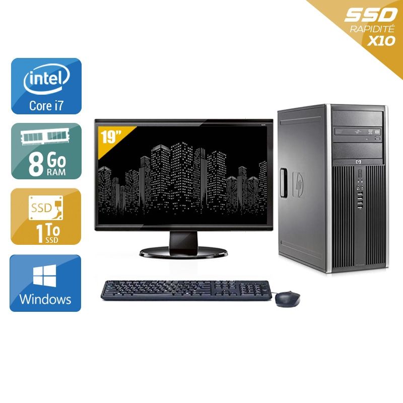 HP Compaq Elite 8300 Tower i7 avec Écran 19 pouces 8Go RAM 1To SSD Windows 10
