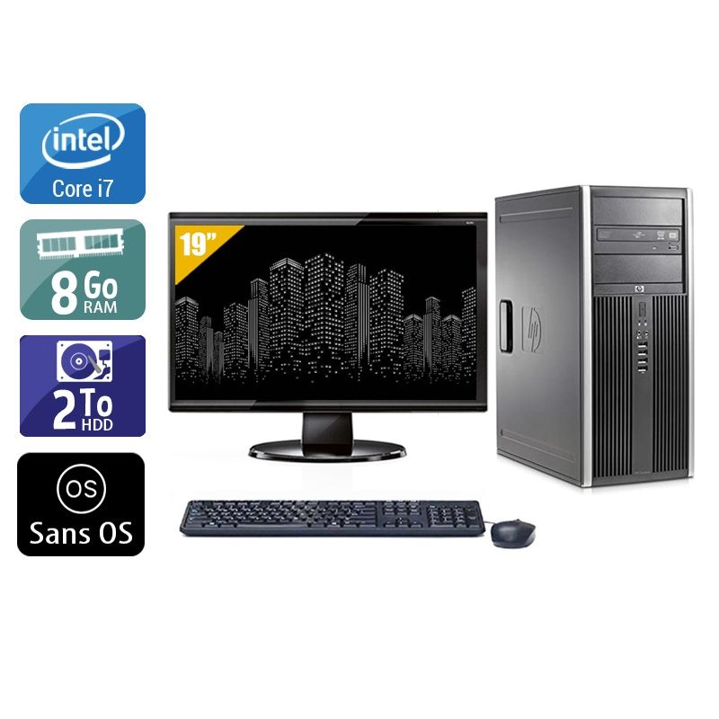 HP Compaq Elite 8300 Tower i7 avec Écran 19 pouces 8Go RAM 2To HDD Sans OS