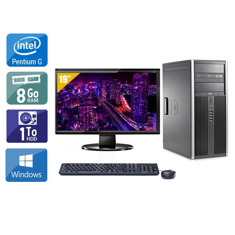 HP Compaq Elite 8300 Tower Pentium G Dual Core avec Écran 19 pouces 8Go RAM 1To HDD Windows 10