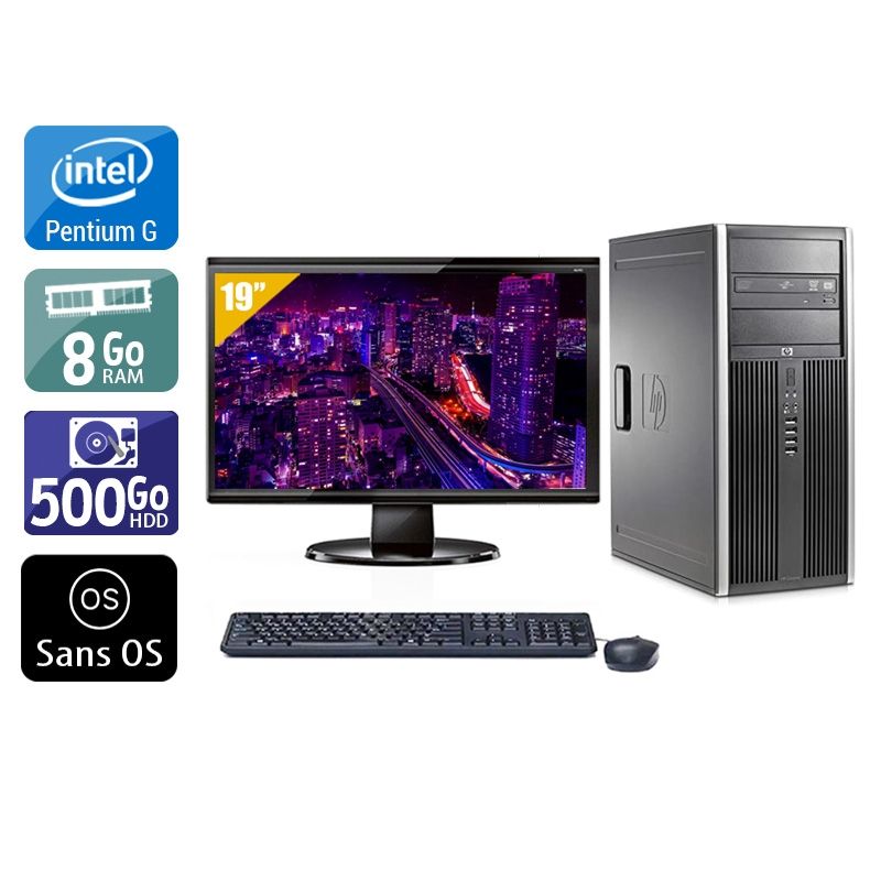 HP Compaq Elite 8300 Tower Pentium G Dual Core avec Écran 19 pouces 8Go RAM 500Go HDD Sans OS