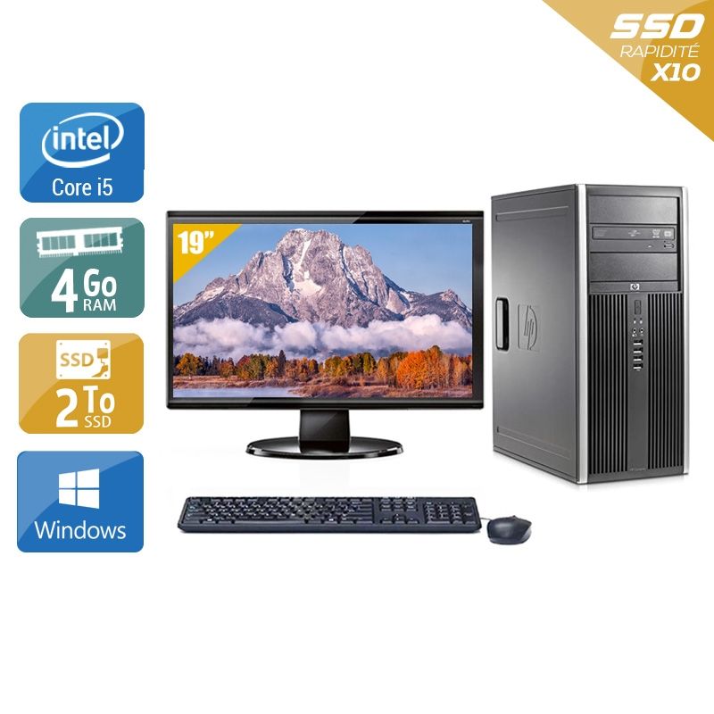 HP Compaq Elite 8300 Tower i5 avec Écran 19 pouces 4Go RAM 2To SSD Windows 10