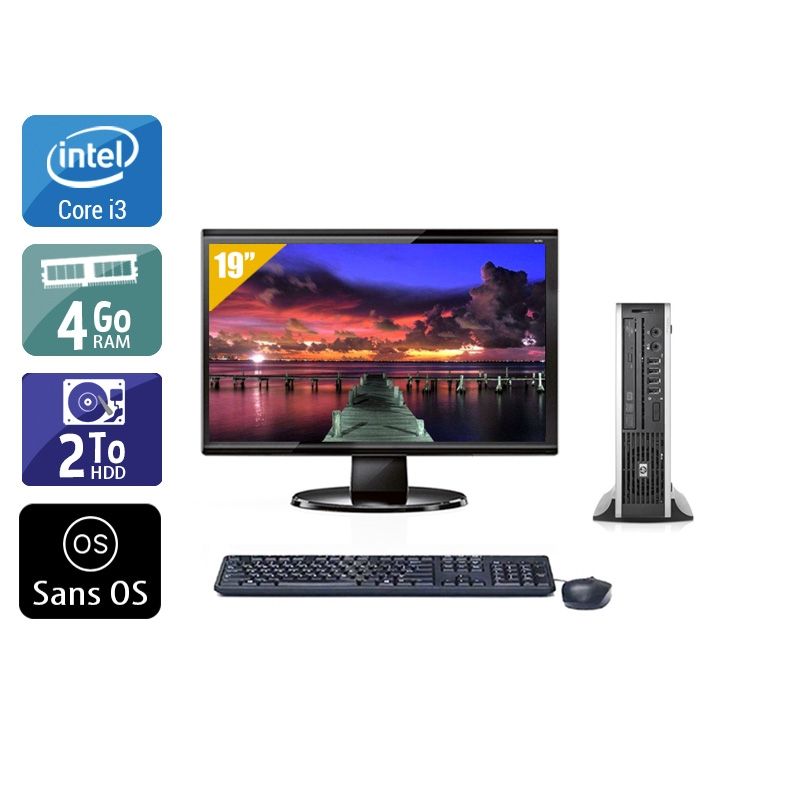 HP Compaq Elite 8300 USDT i3 avec Écran 19 pouces 4Go RAM 2To HDD Sans OS