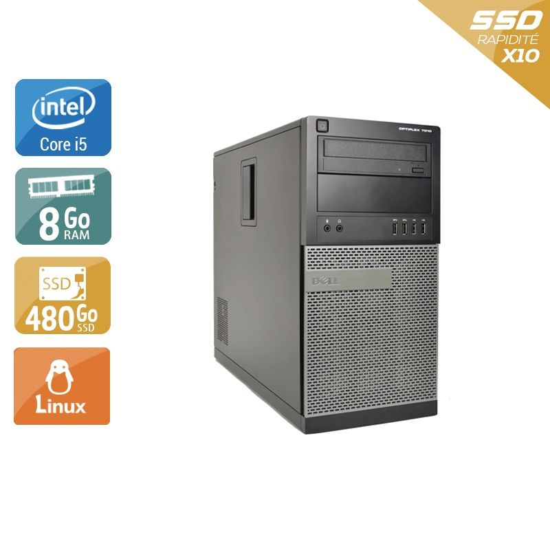 Dell Optiplex 7010 Tower i5 8Go RAM 480Go SSD Linux